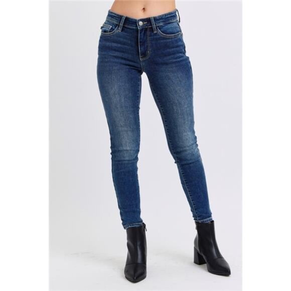 Judy Blue Full Size Run Mid-Rise Waist Skinny Jeans with Thermal Lining - Picture 1 of 9